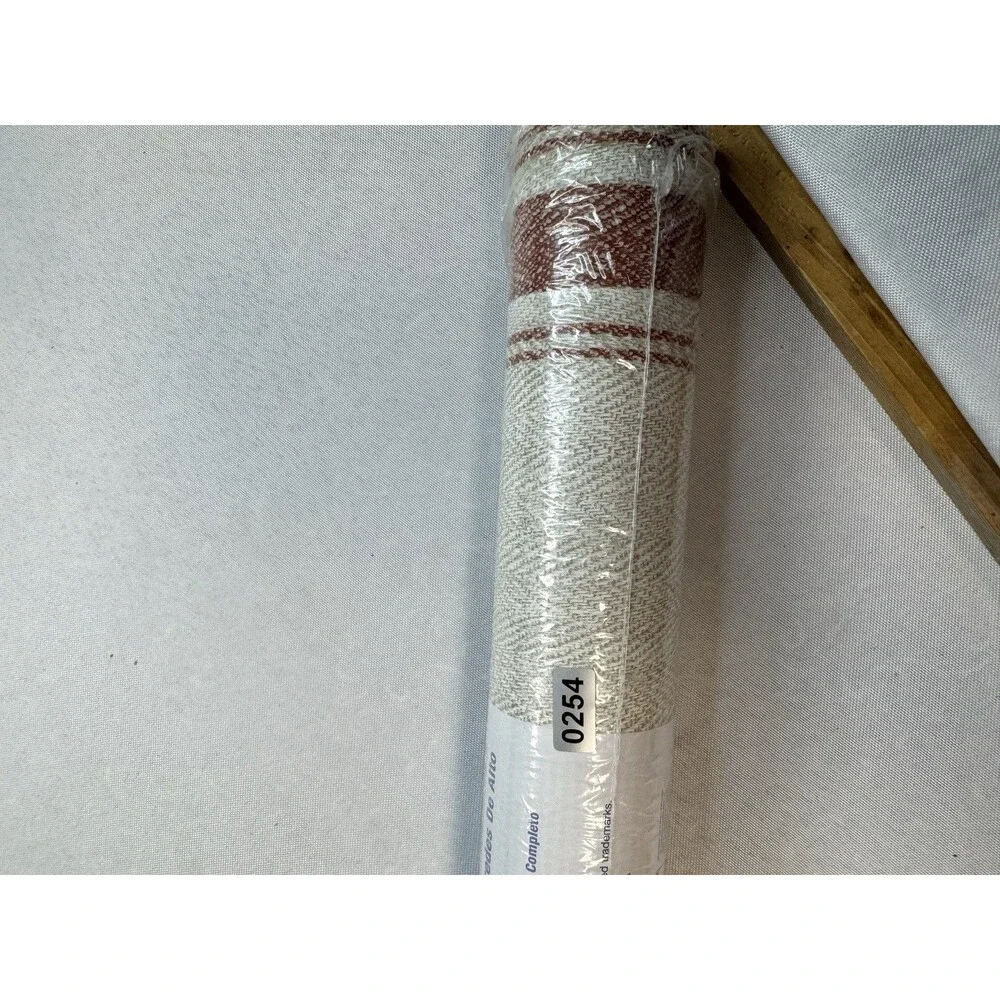 Linette Burnt Sienna Fabric Stripe Paper Pre-Pasted Wallpaper Roll 56.4 Sq. Ft.